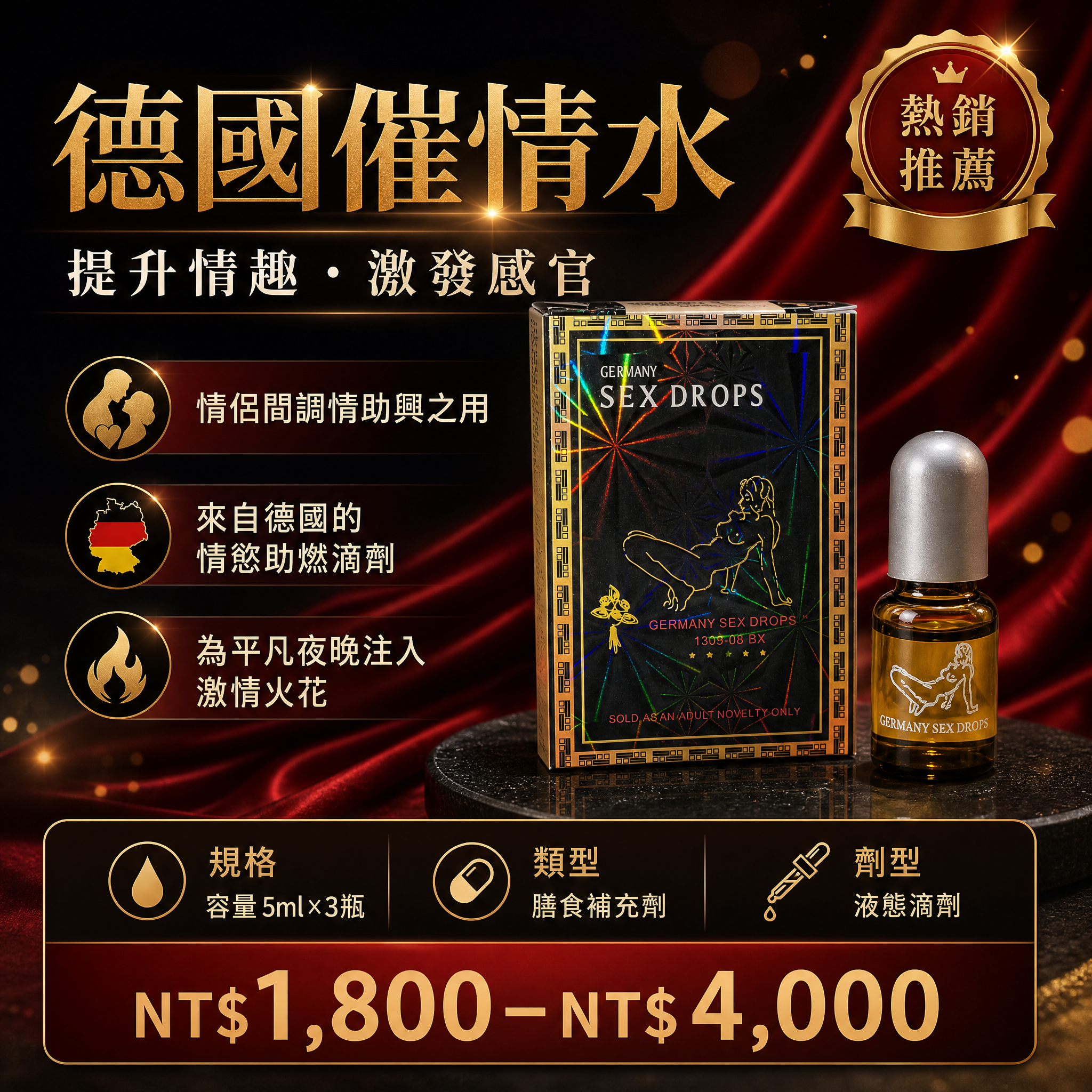 德國催情水|情趣提升 | 感官激發 | 情侶調情 | 燃燒激情 | 催情水 | 心跳加速 | 增進親密 | 愛的密碼
